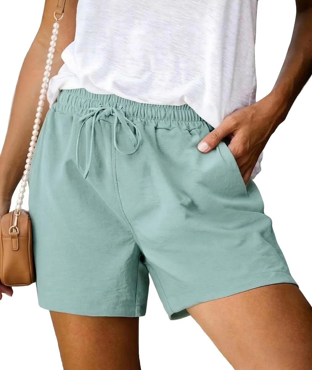 Korte broek voor dames, zomer, linnen, sportbroek, vrijetijdsbroek, casual, bermuda, shorts met trekkoord en zakken, strand, yoga, joggingbroek, S-XXL
