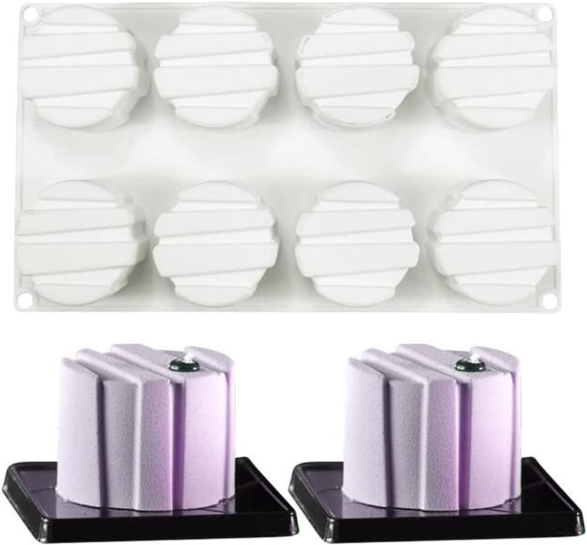 Cakevorm Bakvormen Dessertmousse DIY Zeep Kaarsvorm, 8 Gaten Cilinder met Gestreept