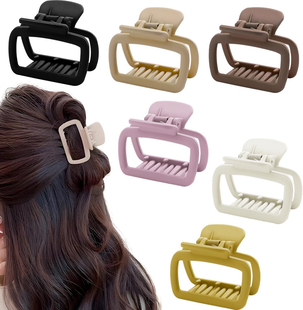6 stuks kleine haarklemmen, mat rechthoekig design, antislip clips voor dun en middeldik haar, meerkleurig, voor dames en meisjes, dagelijks gebruik en haarstyling