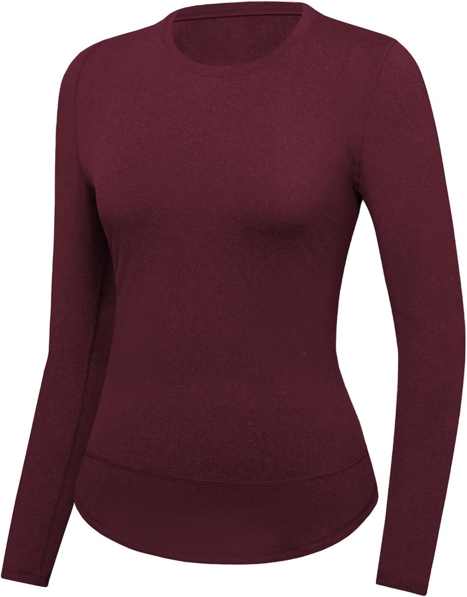 Thermische top voor dames, lange mouwen, basislaag met ronde hals, ondergoed, trainingsshirt voor hardlopen
