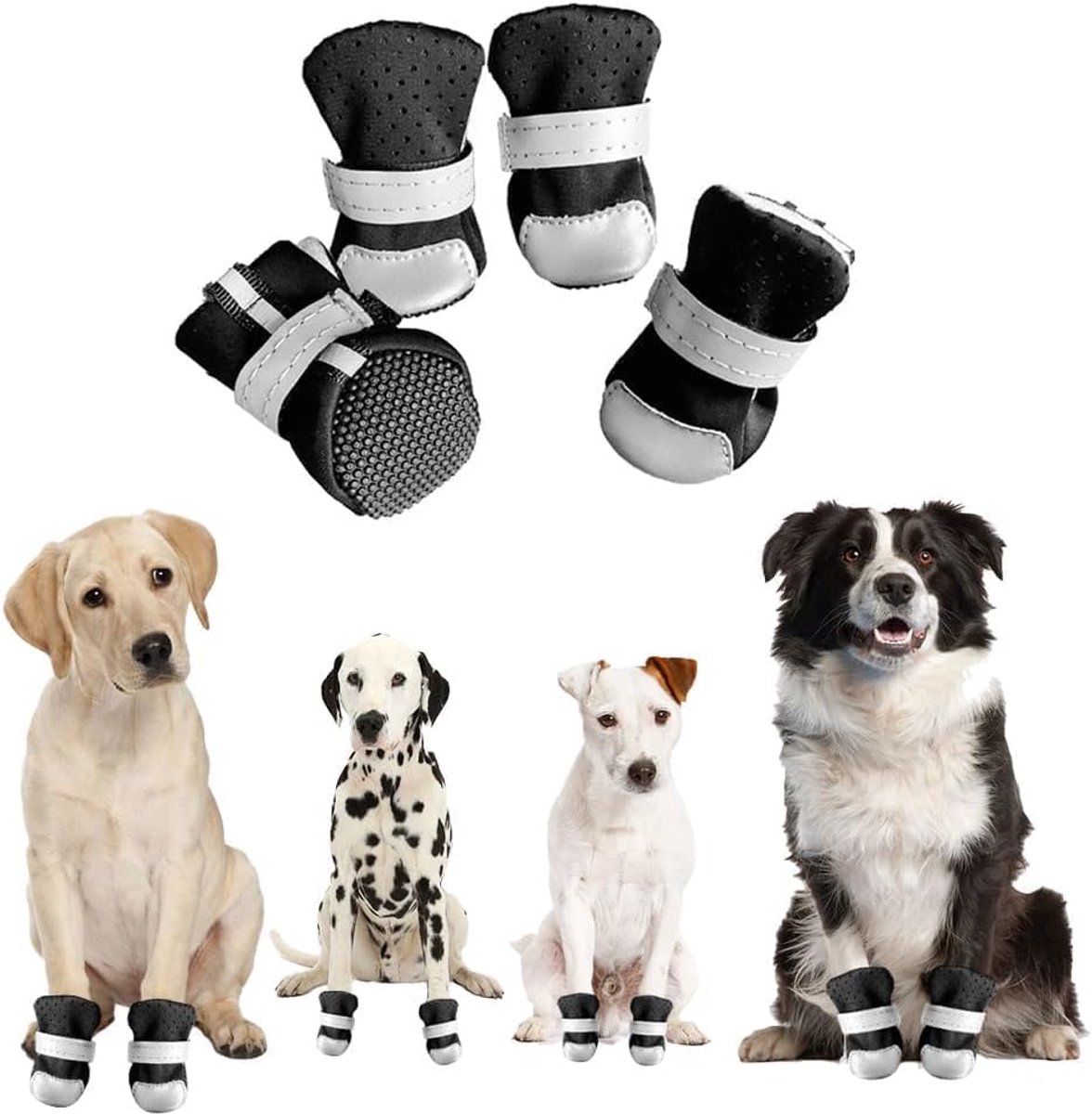 Schoenen, pootbescherming, waterdicht, ademend, hondenlaarzen, reflecterende pootbeschermers, verschillende maten (L)