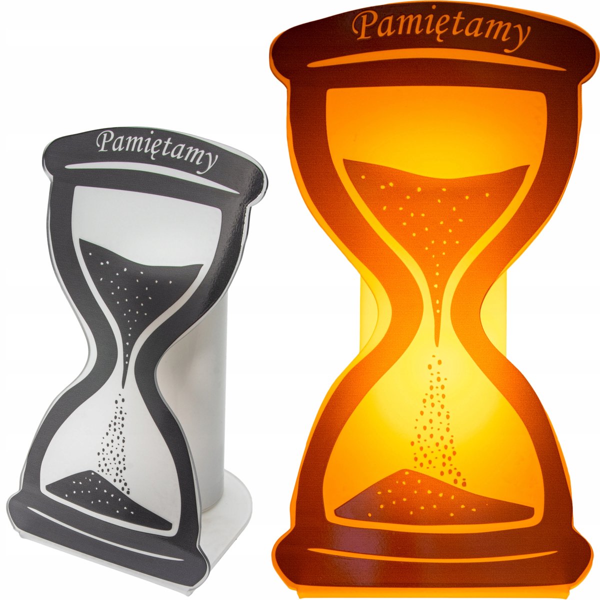 Witte LED-grafieklantaarn 'Pamiętamy' - 21 cm, warm licht