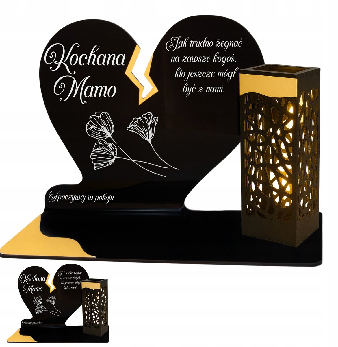 Zonne-graflicht Hart Goud LED voor Moeder - Elegante Grafdecoratie