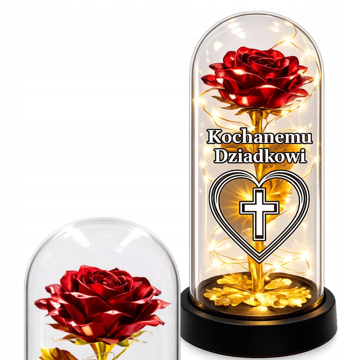 Merkloze LED Znicz Gouden Roos - Symbool van Herinnering voor Begraafplaats