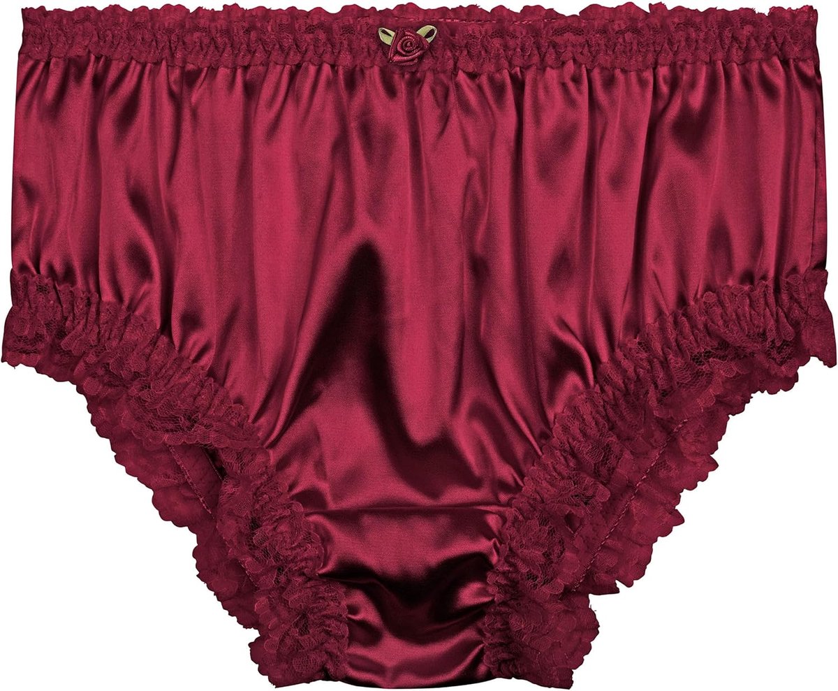 Satijnen Damesslip Kant Ruches Roosje | Glanzende Stof, Breed Kruisje, Fijne Randen Langs De Beenopeningen, 14 Kleuren, Maten S-XXL