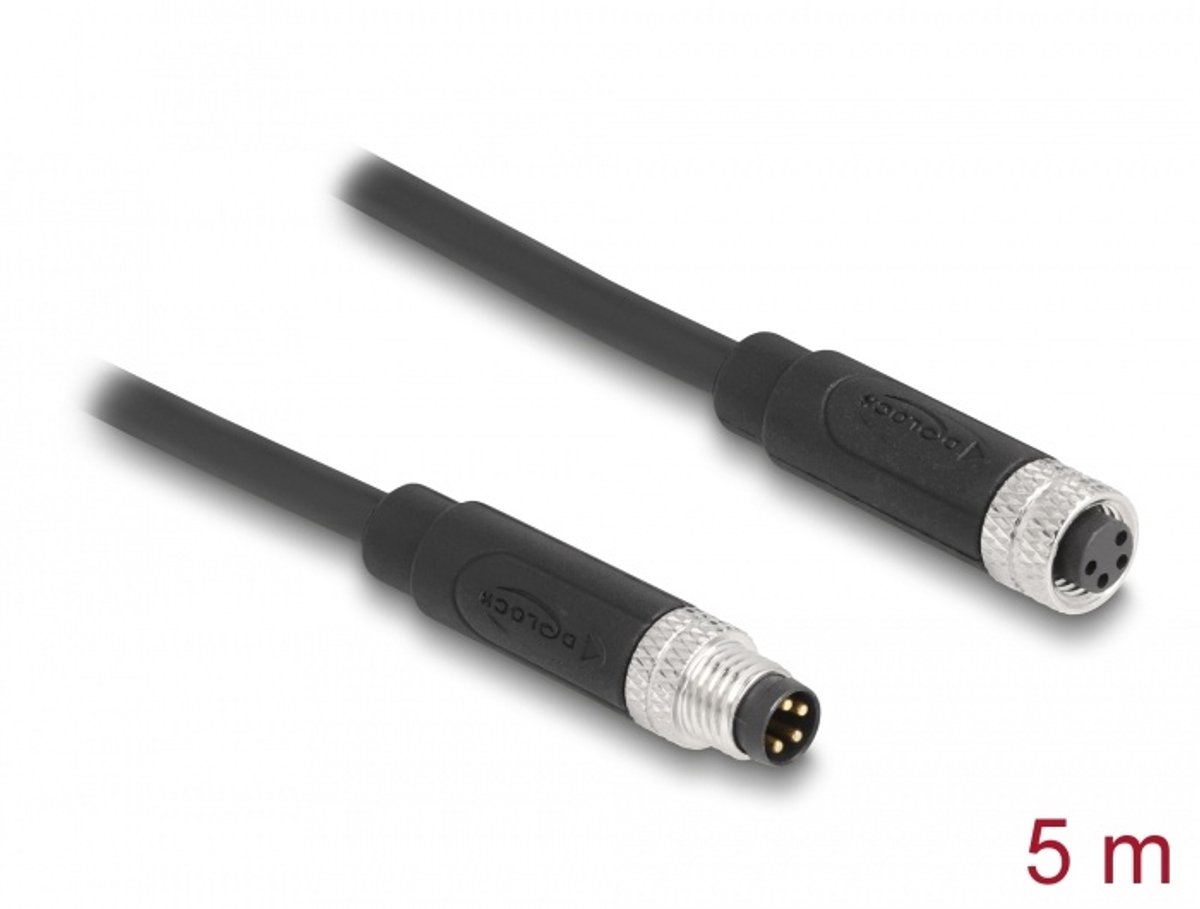 M8 4-pins kabel A-gecodeerde man naar vrouwelijke PUR (TPU) 5 m