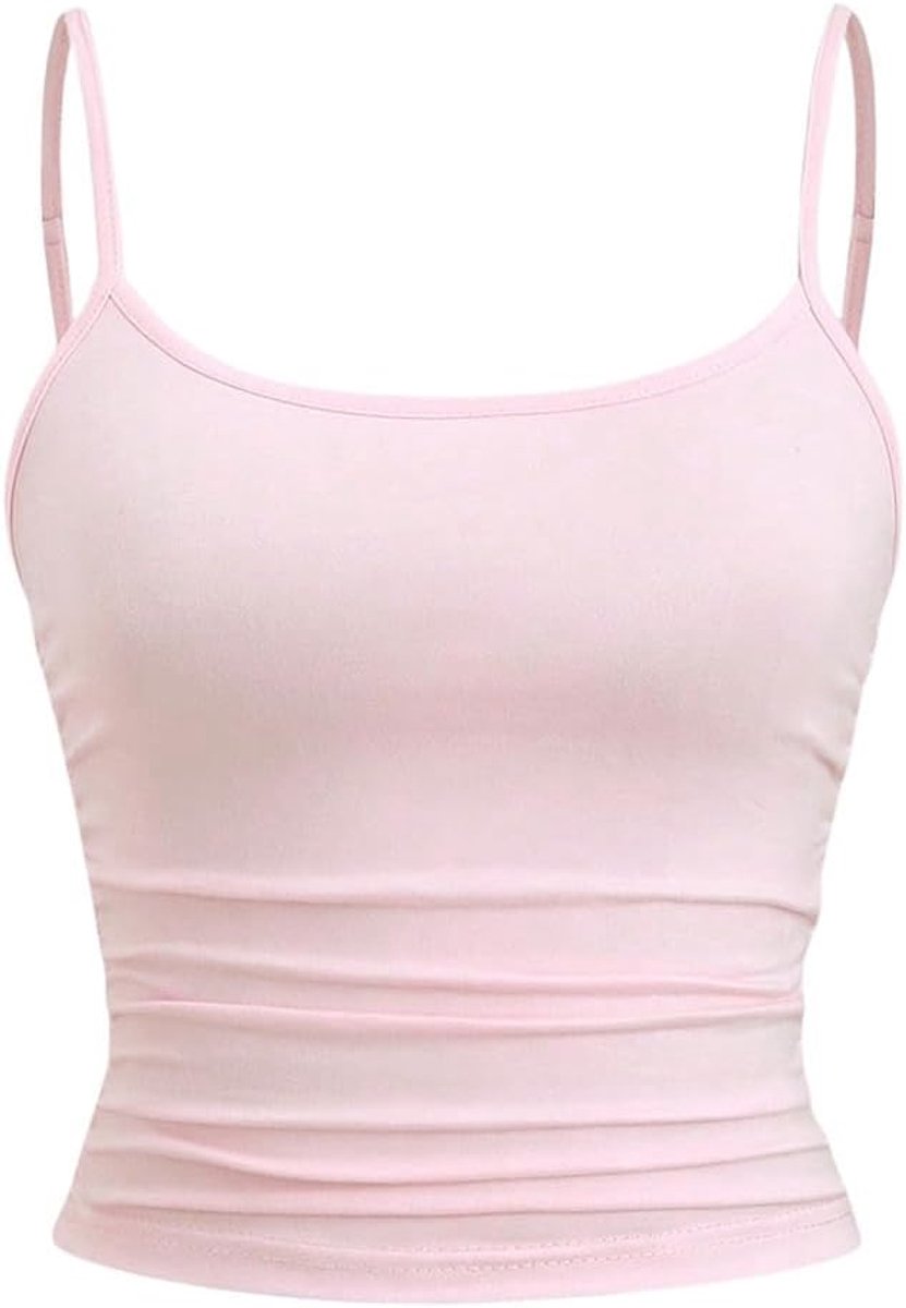 Y2K Crop Tanktop voor dames, casual shirt met bandjes, zomer, buikvrije top, basic camisole