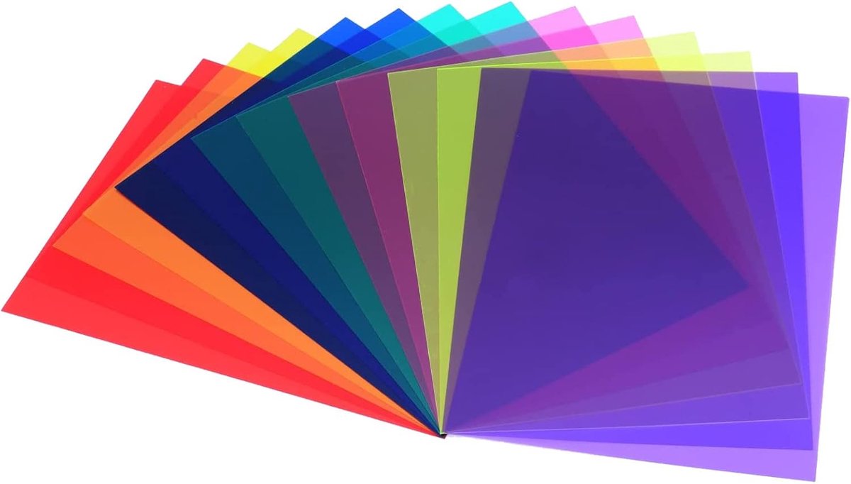 14 stuks correctiegel lichtfilter, transparante kleurverlichting film plastic vellen, lichtfilterfilm met 7 kleuren voor fotografieflits, 29,7 x 21 cm