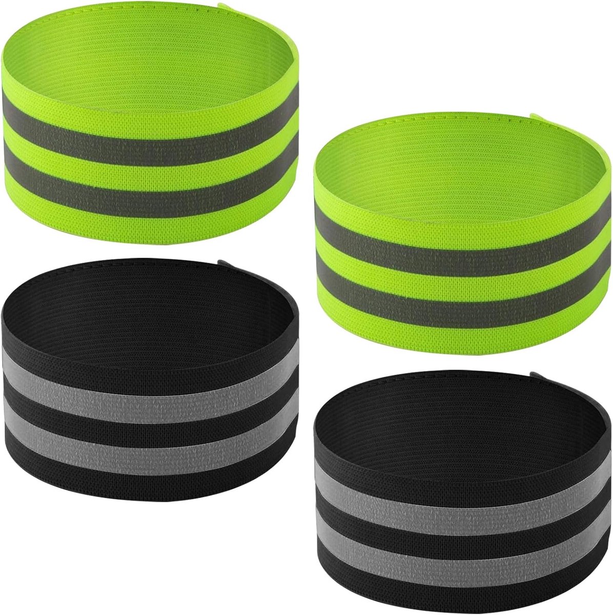 4 stuks reflectorbanden, elastische reflecterende banden voor fiets, zelfklevende reflectorbanden, lichtband voor outdoor-joggen, hardlopen, wandelen