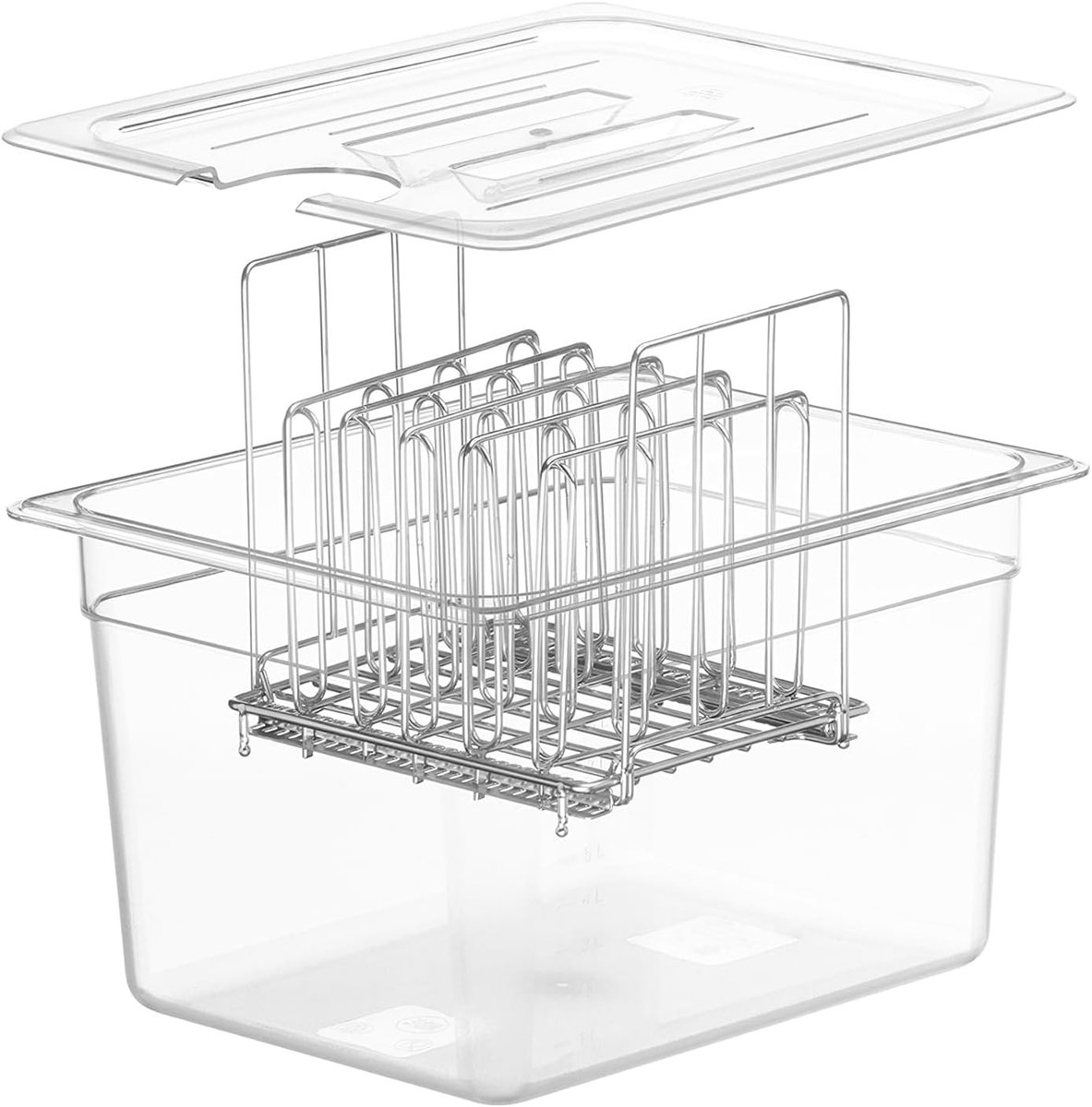 Sous Vide Container 12L, Sous Vide Container met Deksel en Stand voor Sous Vide Stick Kookplaat, Multifunctionele Doorzichtige Container Geschikt voor Vis, Vlees en Groenten