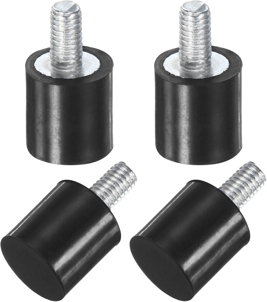 Set van 4 rubberen ophangingen, D8 mm x H 8 mm, mannelijke trillingsdempers, cilindrische schokdempers met M3 x 6 mm schroefdraadpennen voor luchtcompressor, auto, pomp, boot