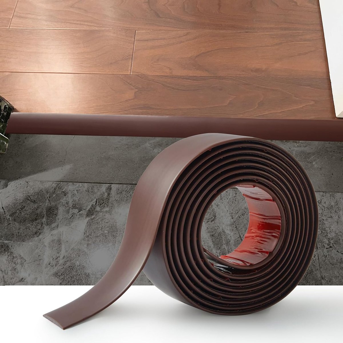 Drempel Overgangsstrip,Deur StripThreshold Bars,Zelfklevende PVC Vinyl Flooring Edge Trim,Vloer verbindende Strip,Tegel naar laminaat overgangsstrip,Donkerbruin(4cm,2M)