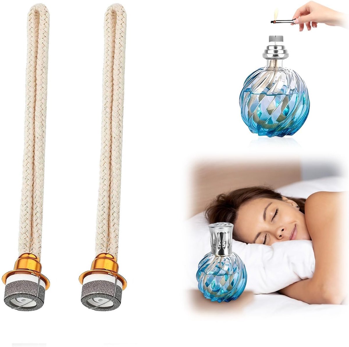 Set van 2 lonten voor lamp, olielamplont, vervanging, katalytische geurlamp, lont voor aromatherapie, diffuser, ruimteluchtverbetering, reservebrander, accessoires voor kamerdecoratie (geel 2)