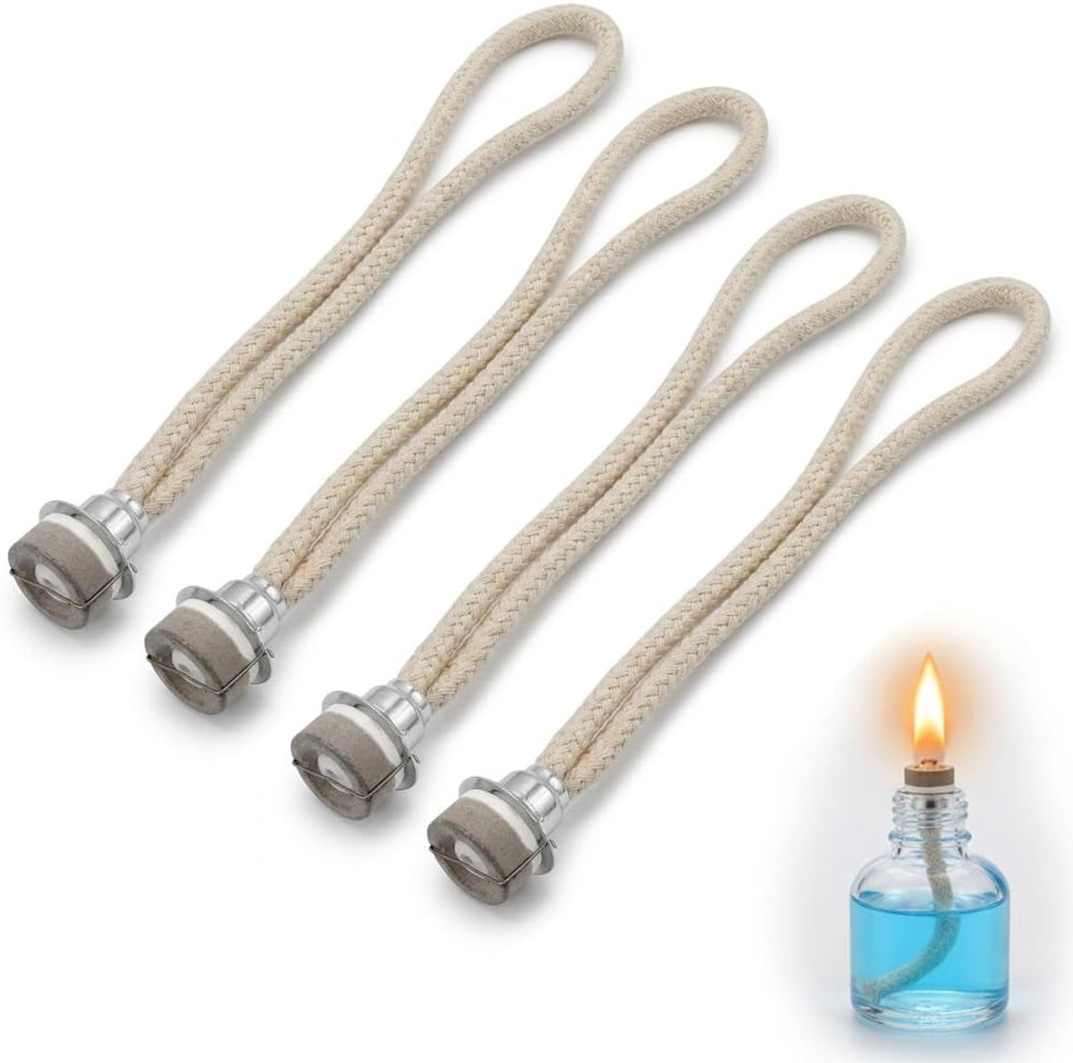 4 x olielampfitting, lontlamp voor berger, branderlamp voor berger, vervangingslamp voor berger, voor huis en kantoor, zilveren kop
