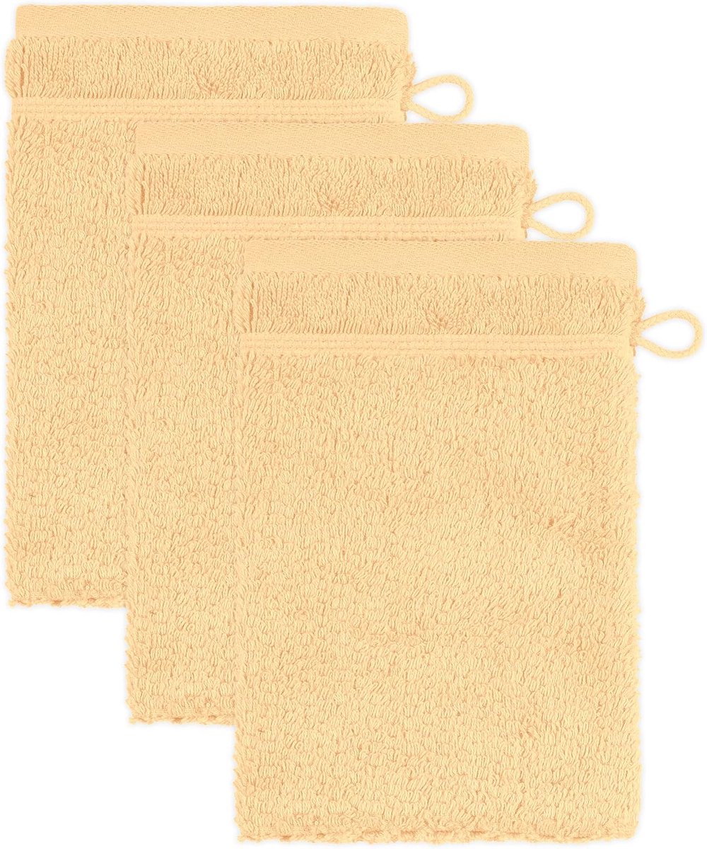 Frottana Parel washandschoen 15 x 20 cm gemaakt van 100% katoen, maïs 3er set