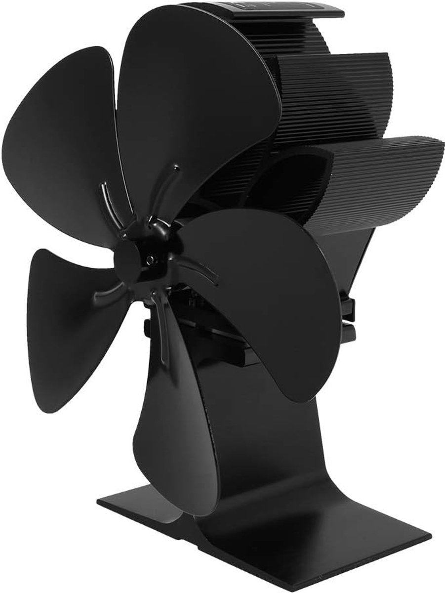 5 Blade Warmte Aangedreven Kachel Ventilator, Zelfaangedreven Kachel Ventilator, Houten Kachel Ventilator Stille Verrichting Efficiënte Warmte Distributie Eco Vriendschappelijk voor Log Houtbranders en Open haarden (5 Blade)