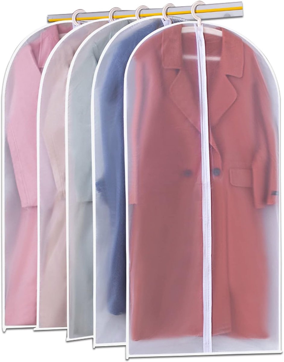 5 stuks anti-stofafdekkingen, transparant, voor kleding, afdekking van kleding, jas, kleding, robuuste ritssluiting (60 x 120 cm)