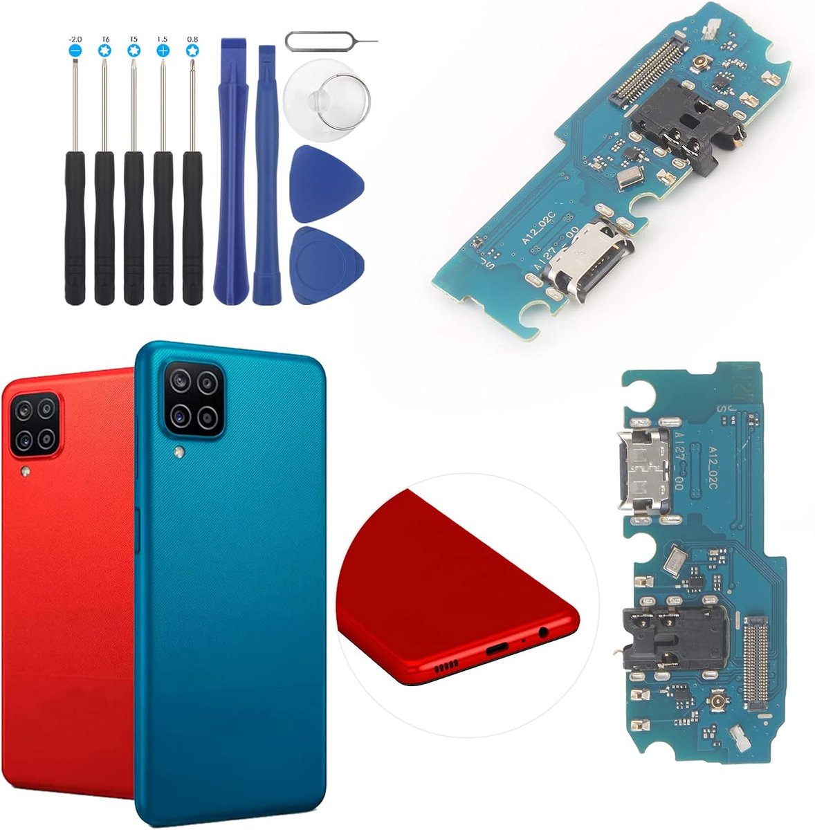 Oplaadaansluiting compatibel met Samsung Galaxy A12 Nacho A127F USB dock-connector voor Samsung Galaxy A12s A127F A127M flexibele kabel oplaadpoort oplaadpoort vervanging