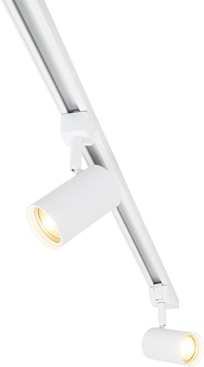 - Modern Modern railsysteem wit met 5 spots 1-fase - Jeana | Woonkamer | Slaapkamer | Keuken - Aluminium Langwerpig - GU10 Geschikt voor LED - Max. 5 x 50 Watt