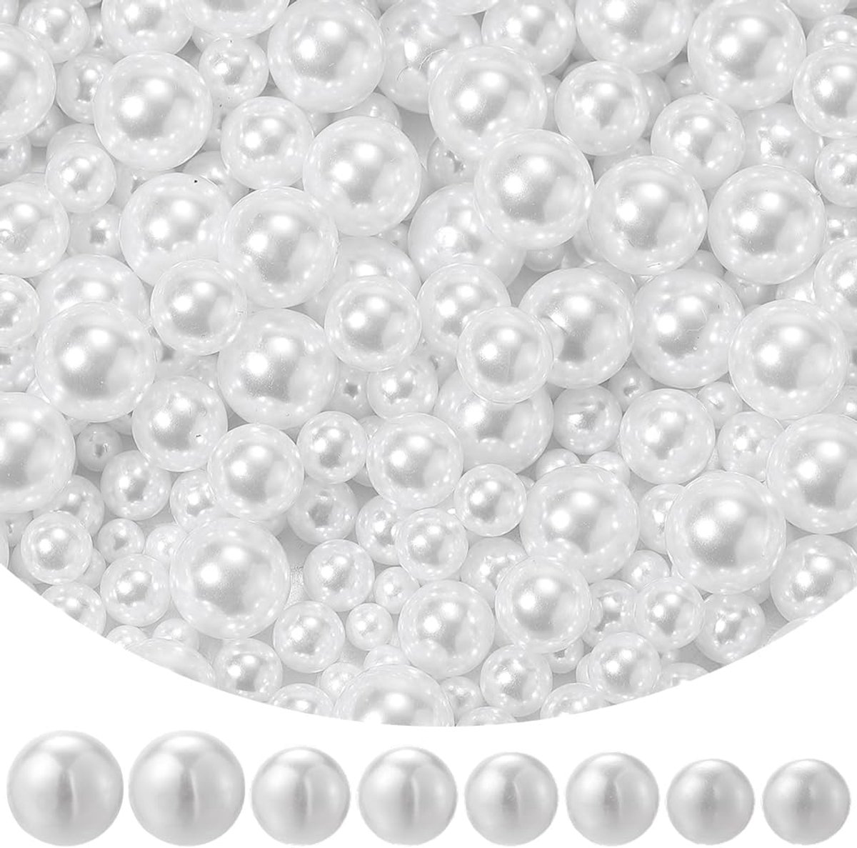 Kralen zonder gat 4 mm, 6 mm, 8 mm en 10 mm, imitatie kunstparels van acryl, verschillende maten voor het maken van V-sieraden