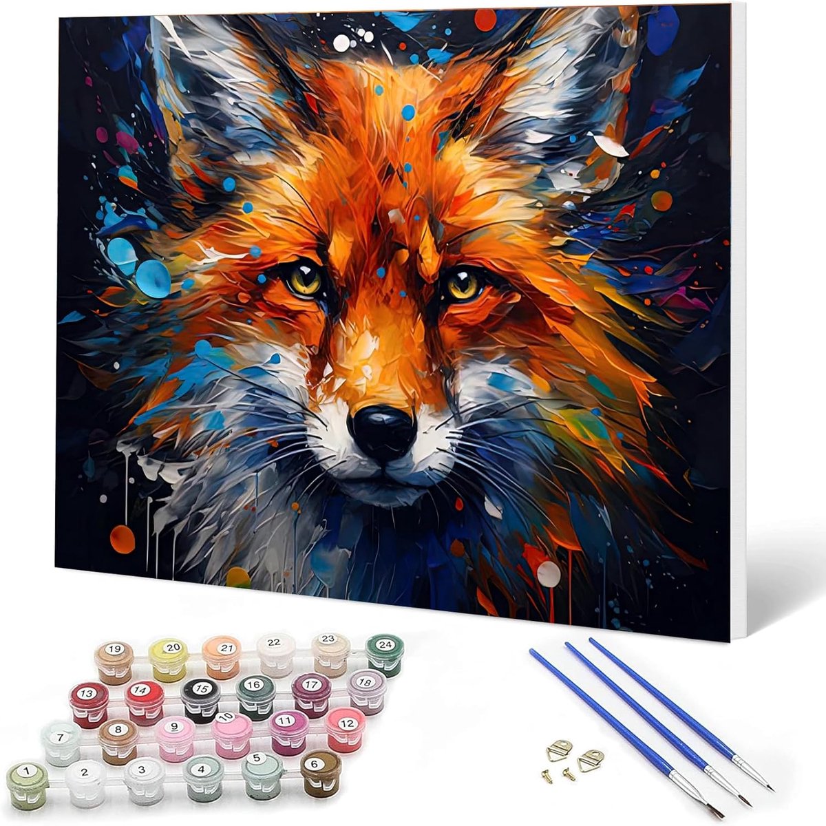 Kits voor Volwassenen Kinderen, Dierlijke Schilderij Kits voor Beginners op Duidelijke Symbolen Canvas met Houten Lijst, Eenvoudige DIY Acryl Pigment Tekening 20x30cm