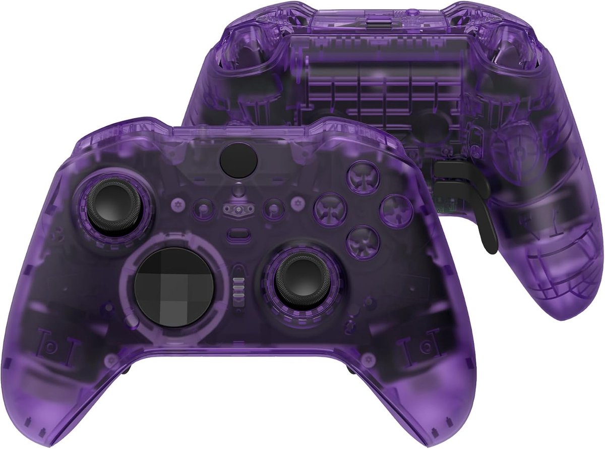 EXtremeRate Volledige Set Shell Knoppen voor Xbox Elite Serie 2 Controller,Clear Atomic Paars Vervanging Voorplaat Achterplaat Case met Knoppen voor Xbox Elite Serie 2 Core Controller(Mode 1797)