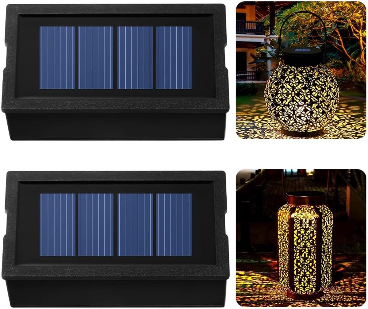 2 stks Solar Lights Vervanging Top LED Zonnepanelen Panel, Lantaarn Deksel Gloeilamp Vervangende Onderdeel, Zonnepanelen Voor Outdoor Opknoping Lantaarns DIY Tafellamp Tuin Patio Decoratio