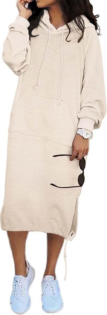 Lange sweatjurk voor dames, hoodie, oversized, herfst, lente, overgangsperiode