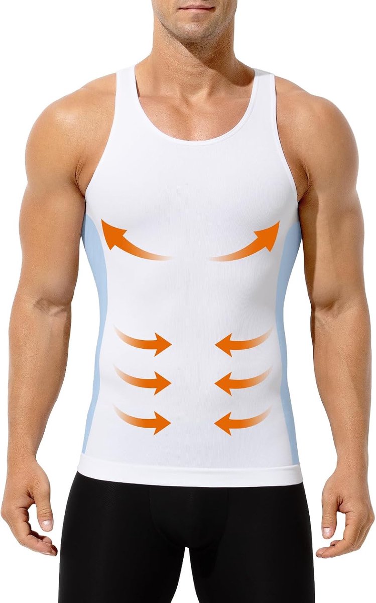 Kevin Compressie-T-shirt Voor Heren Elasticiteit Verminderen Vest Body Shaper Heren Verminderende Gordel T-shirt voor Sport