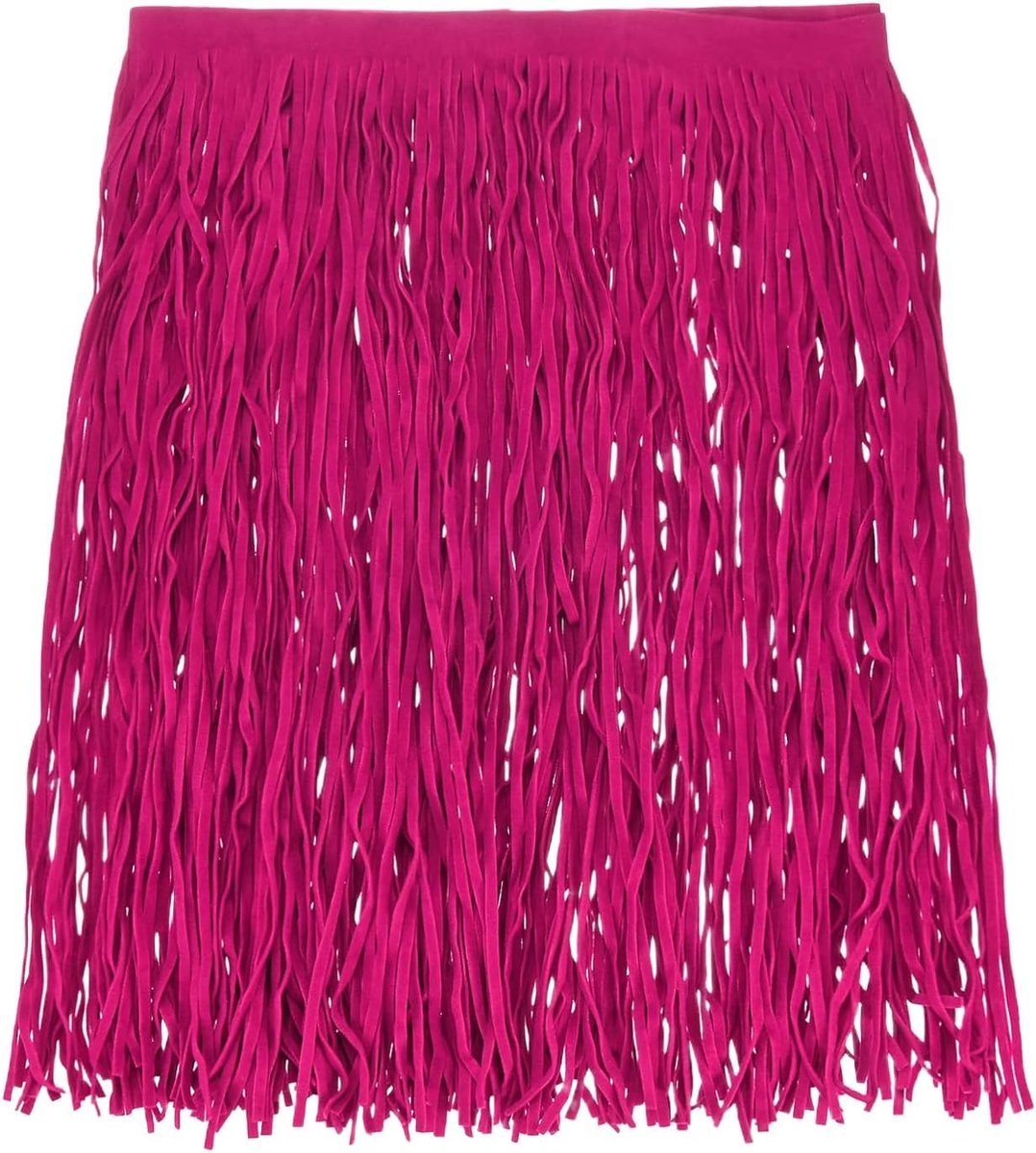 PU Lederen Franje Trim, 1 Yard 11,8 Inch Rose Rood Dubbelzijdig Suede Kwastje Naaien Trim voor DIY Ambacht/Naaien Jurk Kostuum/Tassen Schoen Decoratie, Franje Kwastje