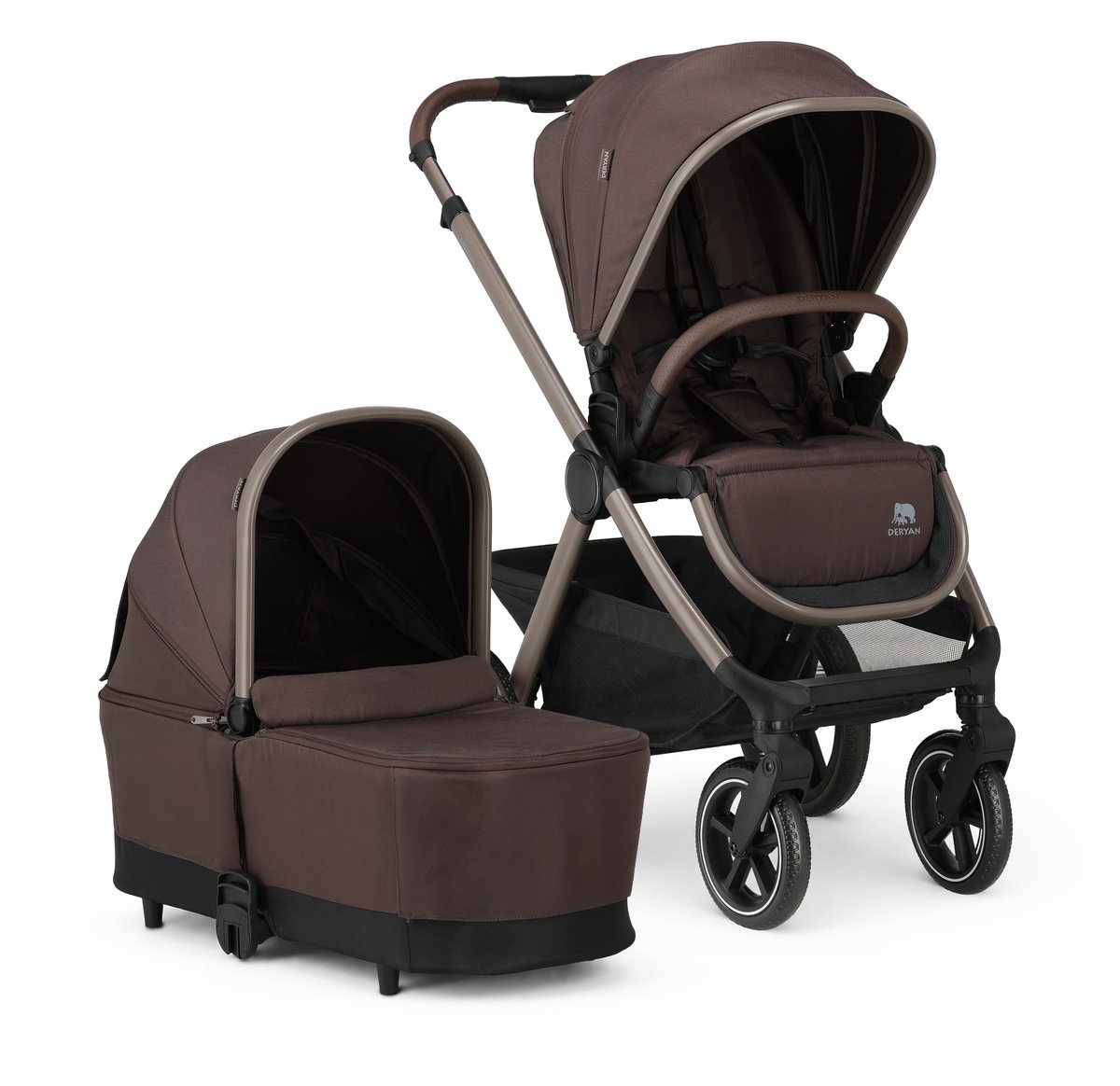 Deryan Naya 2-in-1 Kinderwagen - Inklapbaar - Regenhoes - Chocolade