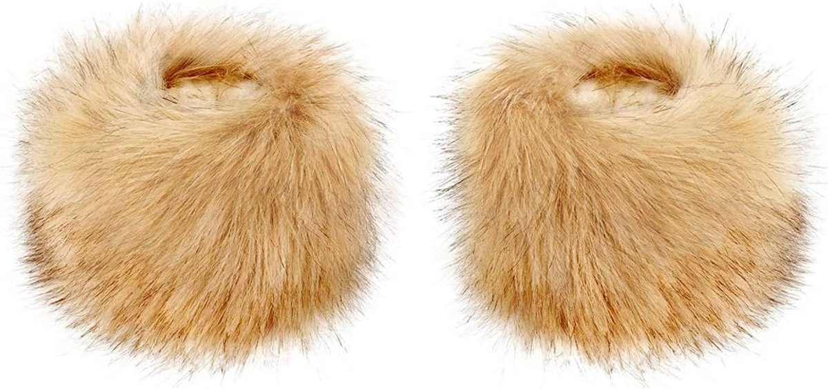 Zachte Faux Fur Polswarmer voor Dames met Hartslagfunctie - Warme Cuffs in Khaki, Geschikt voor Diverse Polsmaten van 35-40 cm