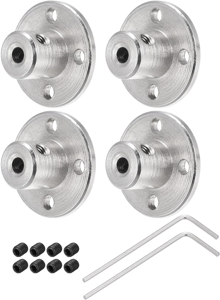 Sourcing map 4 stuks 3,17 mm flenskoppeling, connector, asbeslag voor doe-het-zelf RC-modelmotoren met 8 bevestigingsschroeven, 2 stuks M1.5 inbussleutel