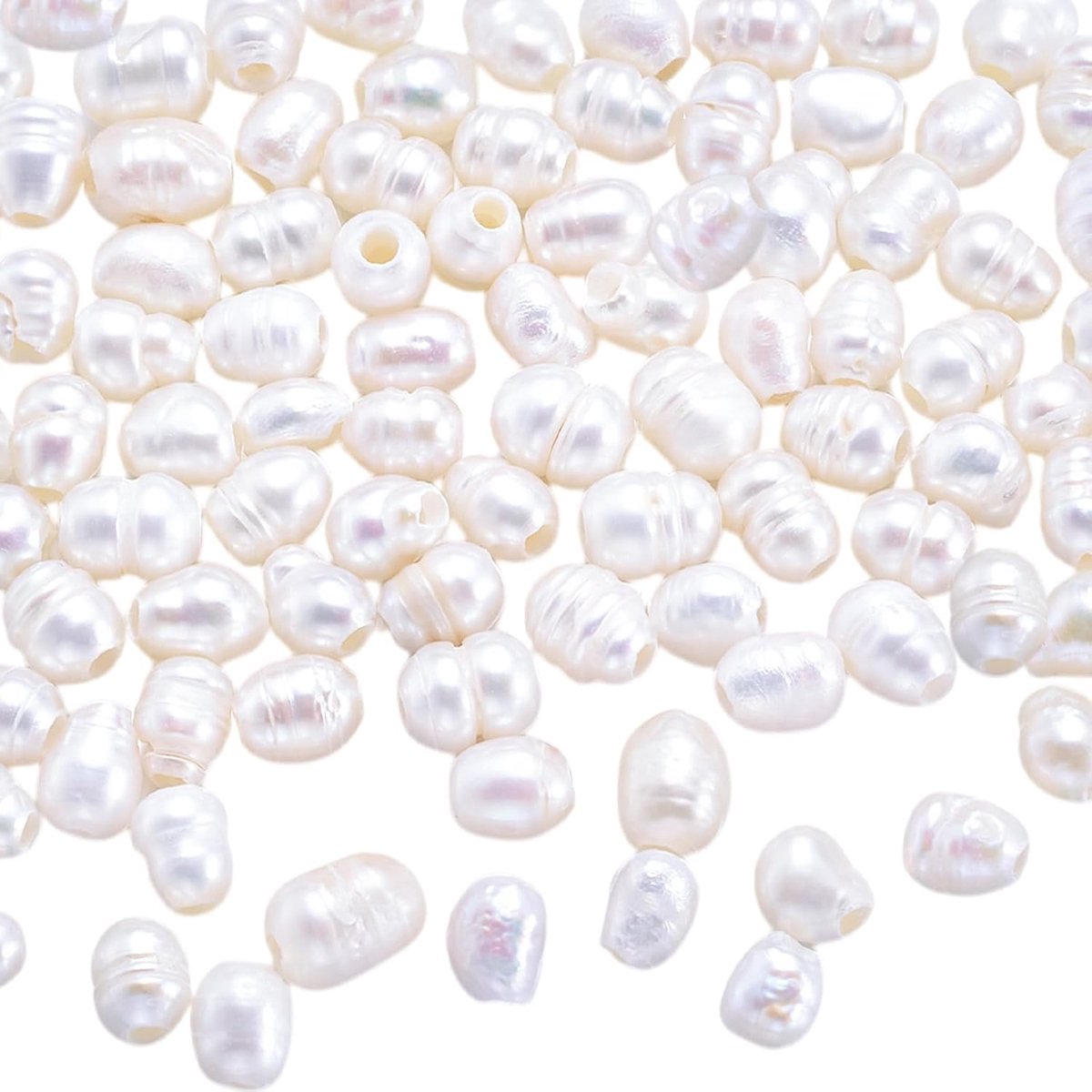50 stuks zoetwaterparels voor het maken van sieraden, natuurlijke witte gekweekte parels, losse kralen voor armbanden, halskettingen, oorbellen, knutselbenodigdheden (4 5 mm)