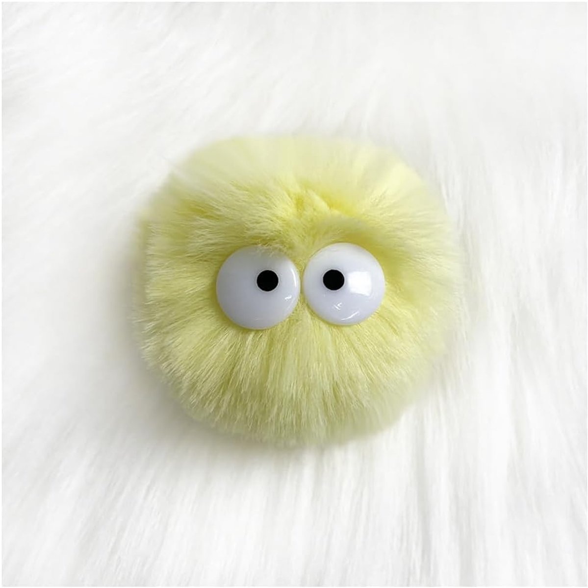 5 cm kunstbont pompon met cartoonogen pluche ballen konijnenbont pompon bontpompon imitatiebont pompon voor mutsen tas decoratie sleutelhanger geel 30 stuks