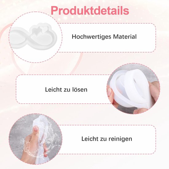Vorm hart voor het modelleren van gipsverband, siliconen gietvormen voor gipskaarssokkel, gietvormen siliconen voor bruiloften, Moederdag en Valentijnsdag kaarshouder vorm (ribbon) — afbeelding 3