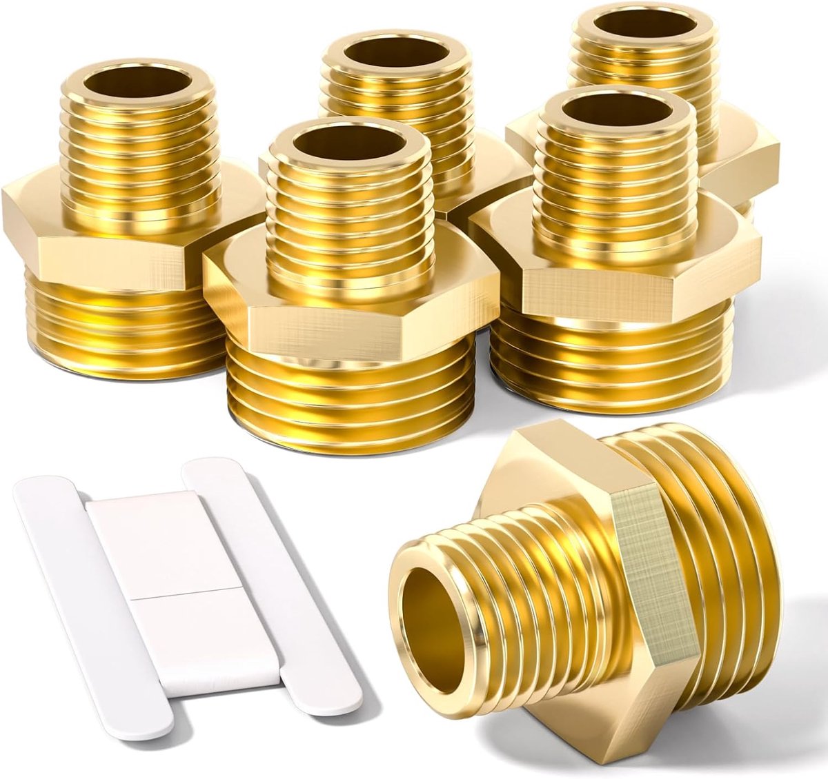 6 Stuks 1/8" Man Naar 1/4" Man BSP Draad Messing Hex Bus Verminderen Connector Voor Pijp Aansluiten Conversie