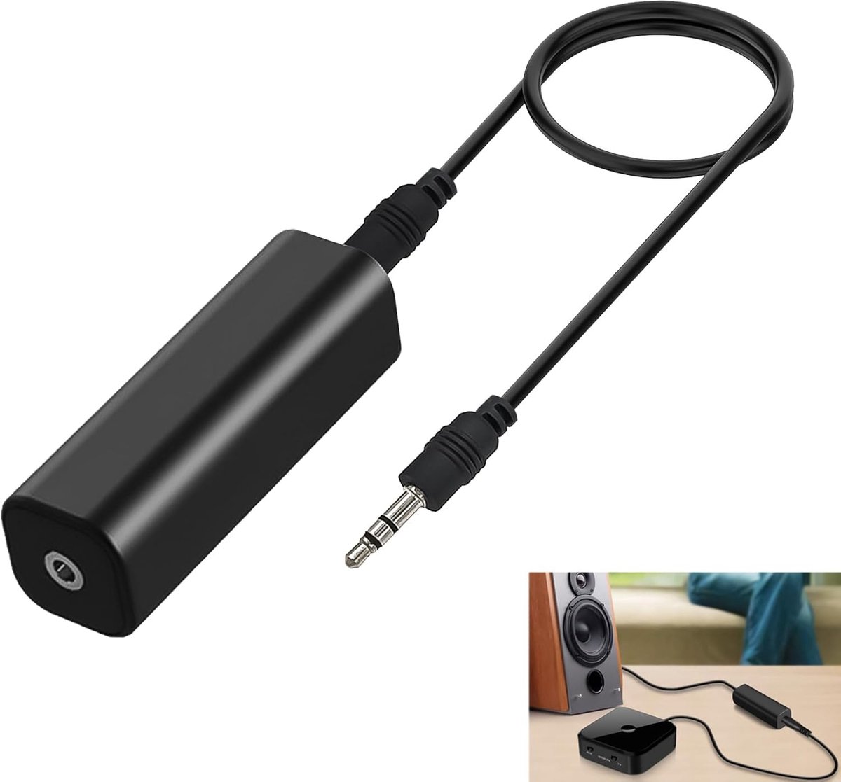 Geluidsisolator voor aardlus, geluidsfilter 3,5 mm audio voor auto, stereo ruisonderdrukking voor thuissysteem, massagespfilter, compatibel met Bluetooth en ontvanger