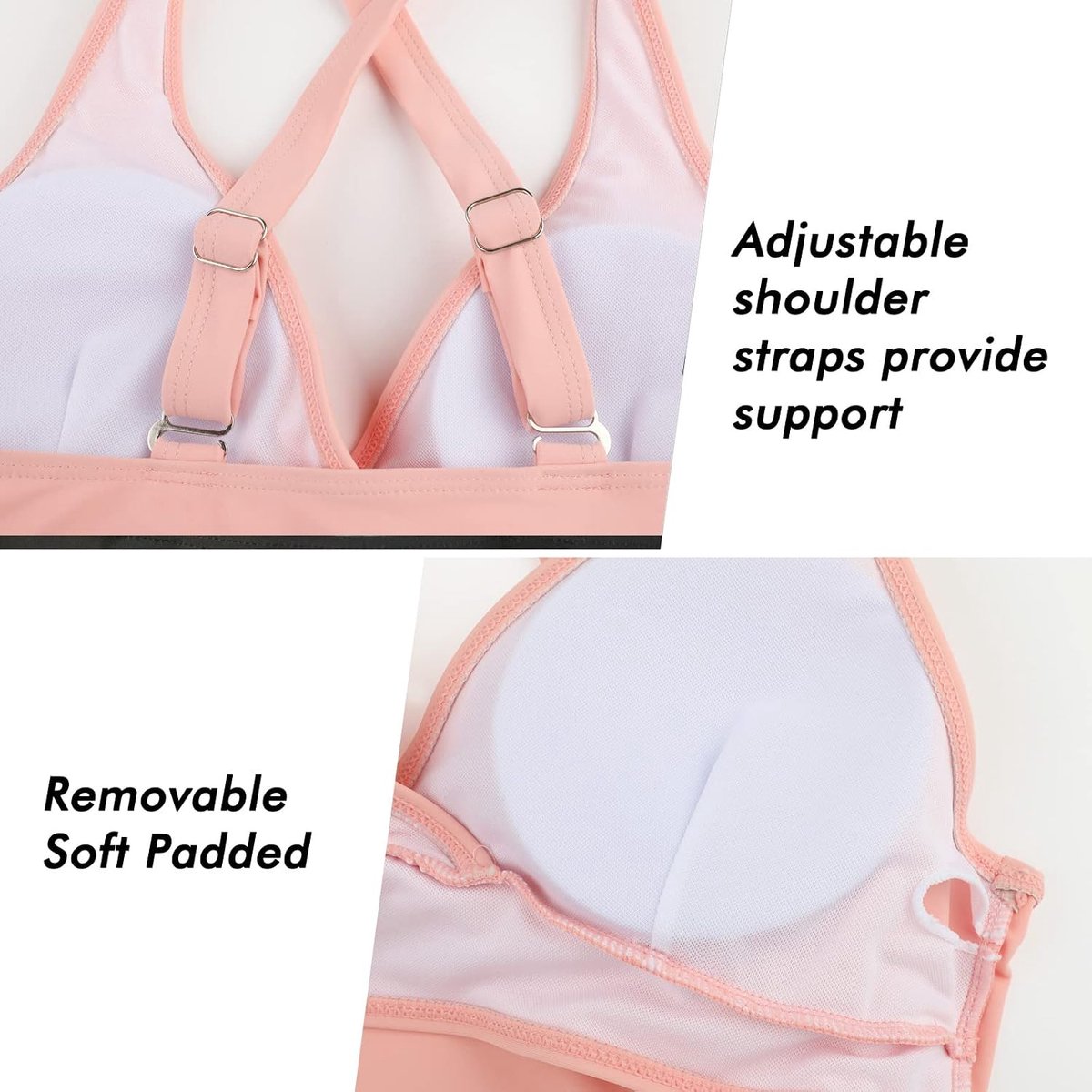 Tweedelige damesbadpakken, bikini met gekruiste top, hoog getailleerde bodem, badpakken voor buikversteviging, badmode met vintage motief