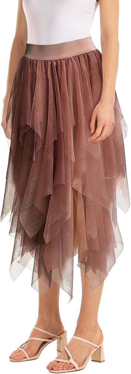 Onregelmatige tule rok met hoge en lage taille voor dames - Elegante asymmetrische tule rok voor carnaval, Mardi Gras, Halloween, feesten en kostuums