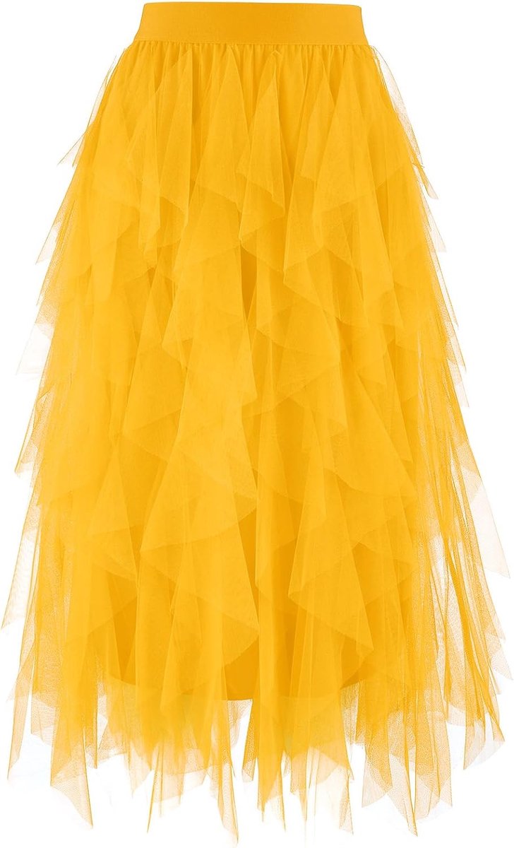 Dames tule rok elastische taille midi rok high low gelaagd puffy fee rok tutu rok