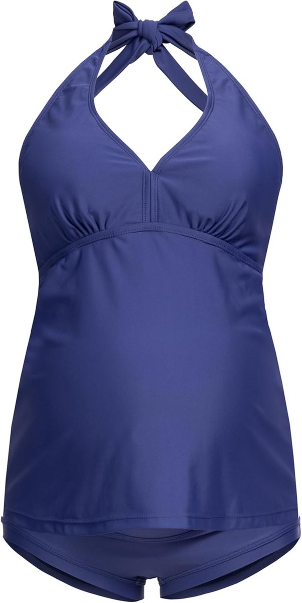 Zwangerschap Tankini Halternek - Zwangerschaps Zwemkleding - Tweedelig Badpak voor Zwangere Vrouwen - Overbelly Panty - UV-bescherming 50-7100