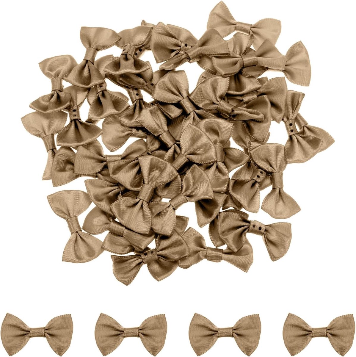 50 stuks koffiekleurige strikken, 3,8 x 2,5 cm, mini-strikken voor het knutselen van kleine satijnen strikken in grote hoeveelheid, voor doe-het-zelf naaien, scrapbooking, decoratie thuis