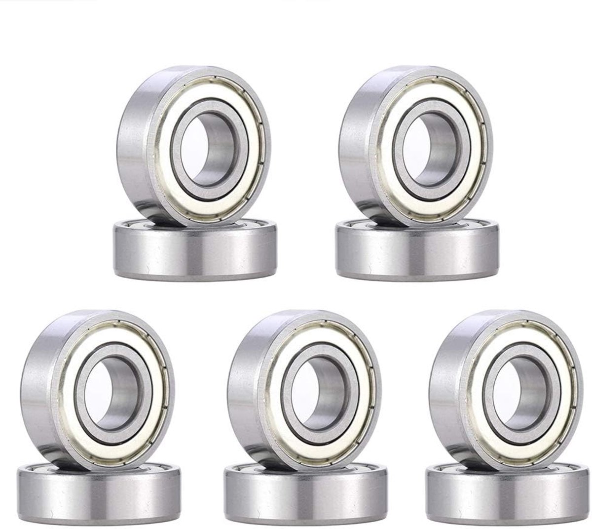 6004ZZ groefkogellager P6 20 x 42 x 12 mm gesmeerde lagers dubbele metalen afdichting zilveren roller - en skateboard wiel - verpakking van 10 stuks