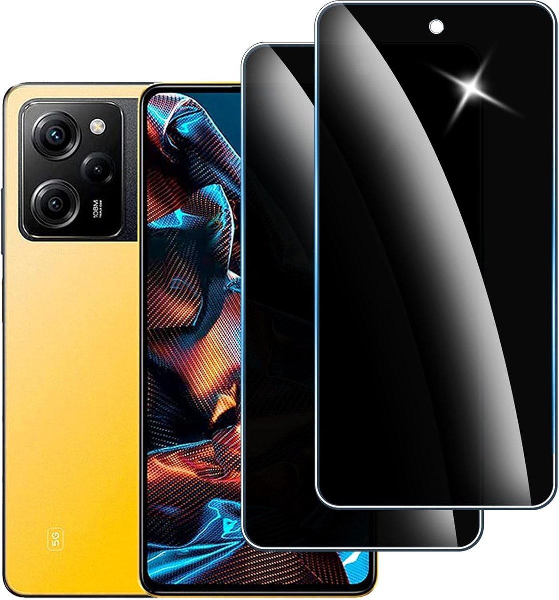 2 Stuks Anti-Spionage Screenprotector Gehard Glas voor Xiaomi Poco X5 Pro, 9H Hardheid, Anti-Kras, Anti-Vingerafdruk, Bubble Proof, Volledige Afdekking
