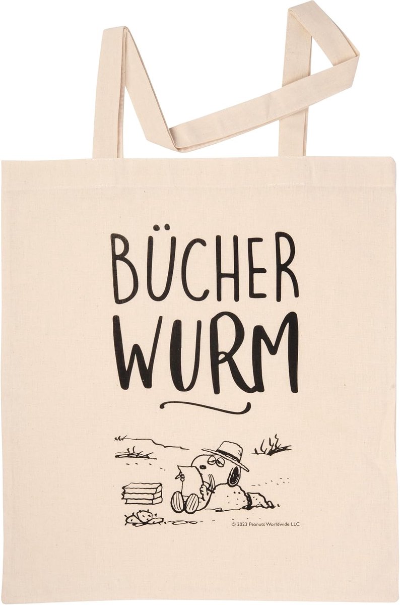 Bag shopping - natural - Bücherwurm: cotton, 38x41 cm