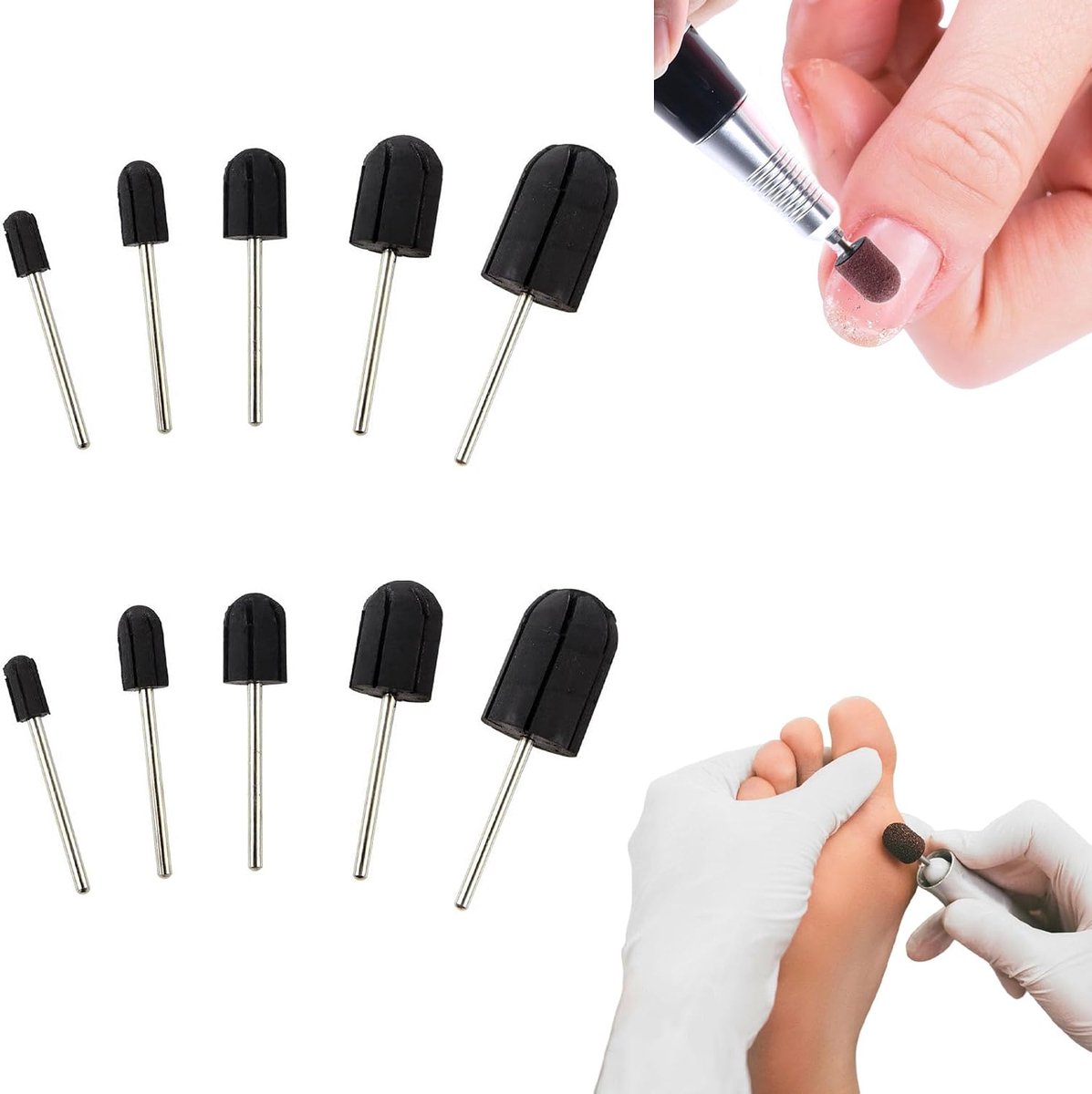 10 stuks slijpkop, manicure en pedicure-gereedschap, draagbare nail-art slijpkop, stang, compatibel met meeste vriessmachines (5, 7, 10, 13, 16 mm)