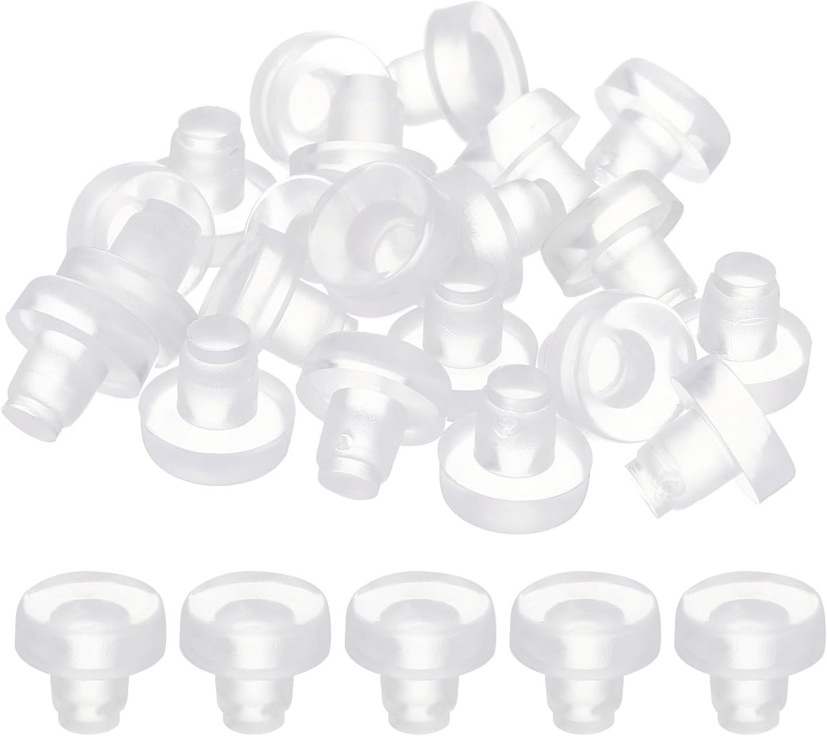 60 stuks randbescherming voor glasplaat met steel, randbescherming van transparant rubber, voor boring 6 mm, afstandhouders voor tafel, meubels, kast