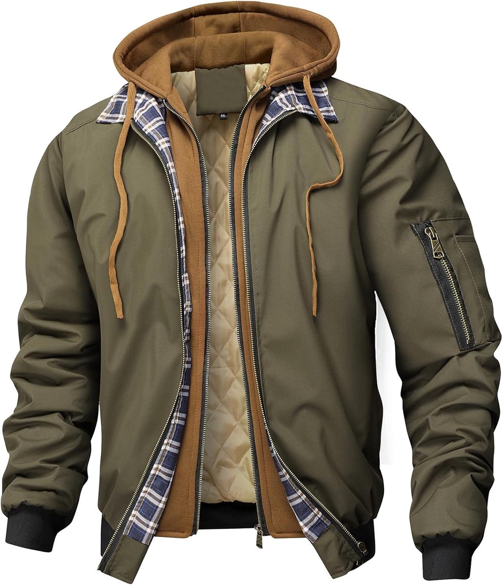 Sweatshirt met capuchon voor heren met ritssluiting en opgezette tweedelige jas, herenjack met capuchon