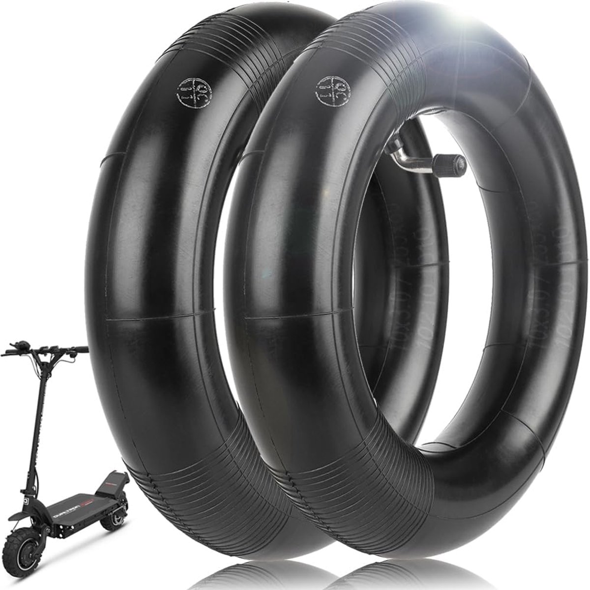 10 x 3/255 x 80 luchtslang verdikt voor Dualtron Ultra/Zero 10X/Kugoo M4/M4 Pro/Kaabo Wolf Warrior/Kaabo Mantis 10 elektrische step, 10 inch, 90/65-6,5/80/65-6,5 reservebanden (2 stuks)